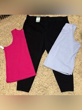 Terra & Sky Plus Size High Rise Jeggings And Tank Top Bundle 3 Pieces Size: 4X